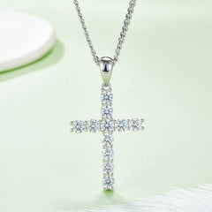 Classical Crucifix 5.0mm Moissanite Silver Necklace