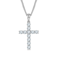 Classical Crucifix 5.0mm Moissanite Silver Necklace