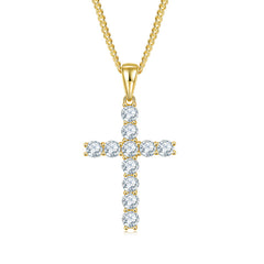 Classical Crucifix 5.0mm Moissanite Silver Necklace