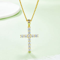 Classical Crucifix 5.0mm Moissanite Silver Necklace