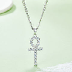 Fashion Crucifix 3.0mm Moissanite Silver Necklace