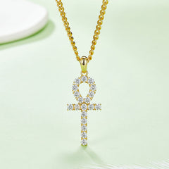 Fashion Crucifix 3.0mm Moissanite Silver Necklace