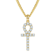 Fashion Crucifix 3.0mm Moissanite Silver Necklace