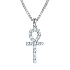 Fashion Crucifix 3.0mm Moissanite Silver Necklace