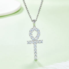 Fashion Crucifix 4.0mm Moissanite Silver Necklace