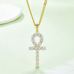 Fashion Crucifix 4.0mm Moissanite Silver Necklace