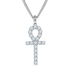 Fashion Crucifix 4.0mm Moissanite Silver Necklace