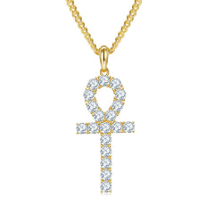 Fashion Crucifix 4.0mm Moissanite Silver Necklace