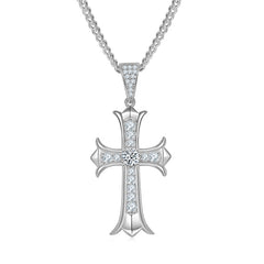 Vintage Crucifix 5.0mm Moissanite Silver Necklace
