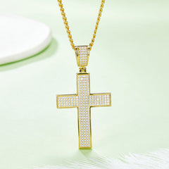 Luxurious Classical Crucifix Small Round Cut Moissanite Necklace