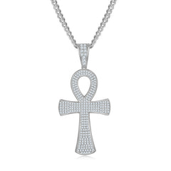 Luxurious Fashion Crucifix Small Round Cut Moissanite Necklace