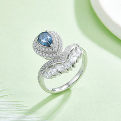 Luxurious V Shape Double Soleste Halo 1.0 Carat Pear Drop Moissanite Engagement Ring