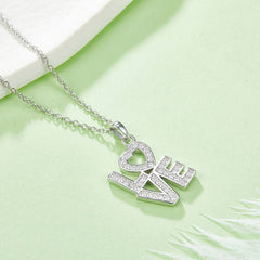 LOVE Letter Moissanite Silver Necklace