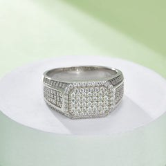 Luxury Rectangle 1.2 Carat Moissanite Silver Ring