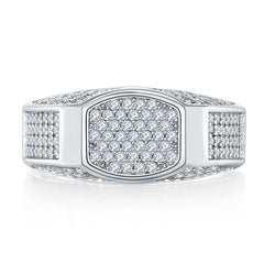 Unique Arc Rectangle 0.95 Carat Moissanite Silver Ring