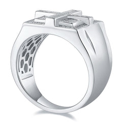 Cross Square 0.53 Carat Moissanite Silver Ring