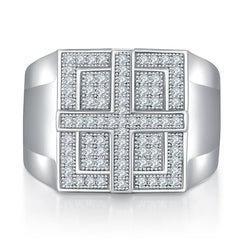 Cross Square 0.53 Carat Moissanite Silver Ring