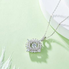 Luxury Square Halo 0.5 Carat Round Cut Moissanite Necklace
