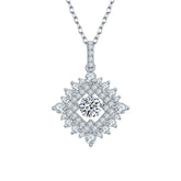 Luxury Square Halo 0.5 Carat Round Cut Moissanite Necklace