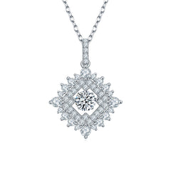Luxury Square Halo 0.5 Carat Round Cut Moissanite Necklace