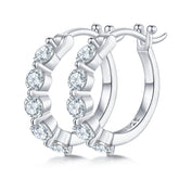 Five 1.0 Carat Round Cut Moissanite Hoop Earrings