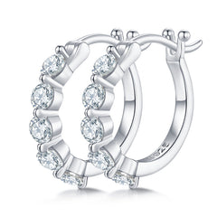 Five 1.0 Carat Round Cut Moissanite Hoop Earrings