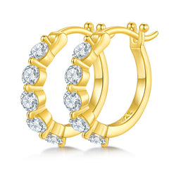 Five 1.0 Carat Round Cut Moissanite Hoop Earrings