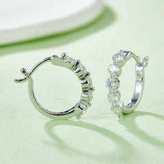 Five 1.0 Carat Round Cut Moissanite Hoop Earrings