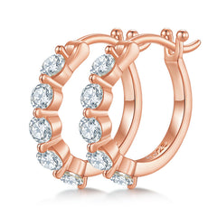 Five 1.0 Carat Round Cut Moissanite Hoop Earrings