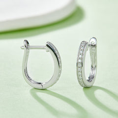 U Shape Single Half Row 0.2 Carat Moissanite Hoop Earrings
