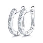U Shape Single Half Row 0.2 Carat Moissanite Hoop Earrings