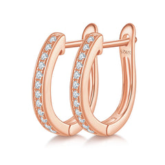 U Shape Single Half Row 0.2 Carat Moissanite Hoop Earrings