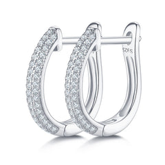 U Shape Three Half Row 0.3 Carat Moissanite Hoop Earrings