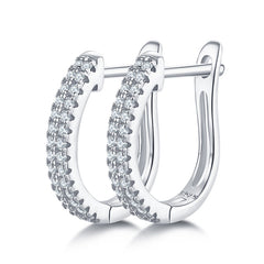 U Shape Double Half Row 0.28 Carat Moissanite Hoop Earrings