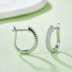 U Shape Double Half Row 0.28 Carat Moissanite Hoop Earrings