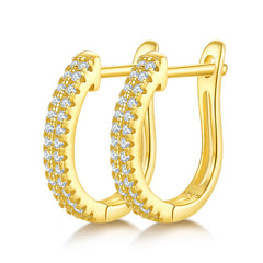 U Shape Double Half Row 0.28 Carat Moissanite Hoop Earrings