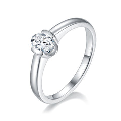 Solitaire 0.5 Carat Oval Cut Moissanite Engagement Ring