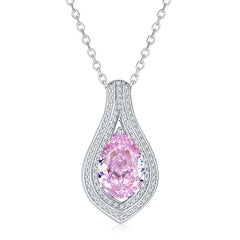 Stylish Halo 9.0 Carat Pear Shape Zircon Necklace