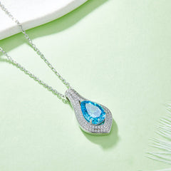 Stylish Halo 9.0 Carat Pear Shape Zircon Necklace