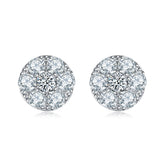 Circular Flower Core Moissanite Stud Earrings