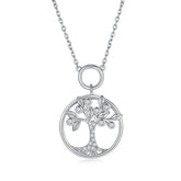 Tree of Life Circular Pendant Moissanite Necklace