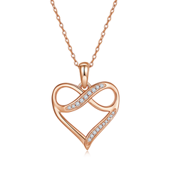 Infinite Symbol Heart Shape Pendant Moissanite Sterling Silver Necklace