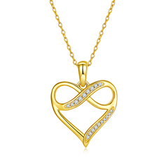 Infinite Symbol Heart Shape Pendant Moissanite Sterling Silver Necklace