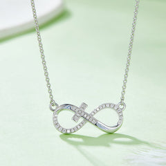 Moissanite Cross Infinite Symbol Pendant Sterling Silver Necklace