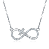 Moissanite Cross Infinite Symbol Pendant Sterling Silver Necklace
