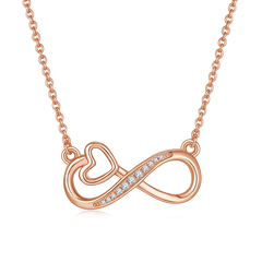 Hollow Heart Infinite Symbol Pendant Moissanite Sterling Silver Necklace