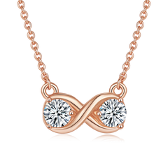 Double Round Cut Moissanite Infinite Symbol Pendant Sterling Silver Necklace