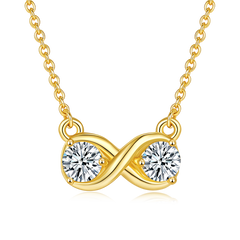 Double Round Cut Moissanite Infinite Symbol Pendant Sterling Silver Necklace