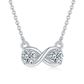 Double Round Cut Moissanite Infinite Symbol Pendant Sterling Silver Necklace