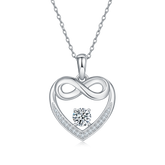 0.5 Carat Round Cut Moissanite Infinite Heart Sterling Silver Necklace